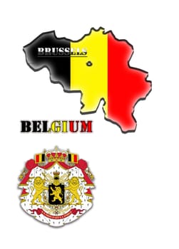 coloured map of Belgium with a designation of capital