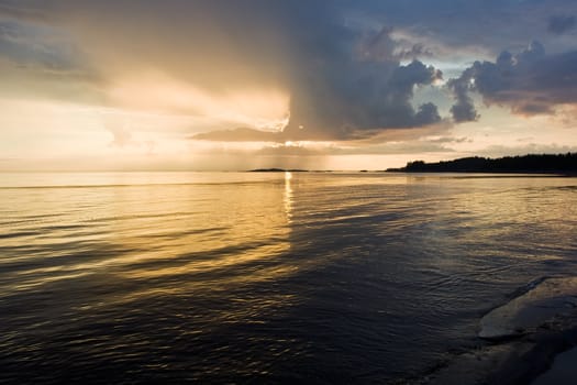 Sunset and white night at Kiy island, Russia