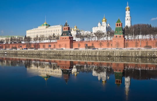 Famous Moscow Kremlin in winter, Russia