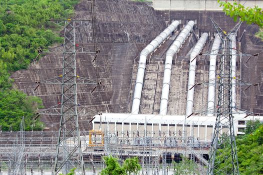 hydroelectric Power Plant with Pipeline from Dam