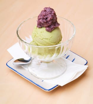 Ice cream with dressing close up shoot