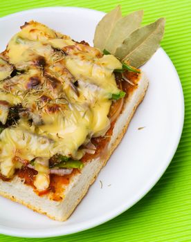 bread pizza topping on white background.