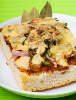 bread pizza topping on white background.