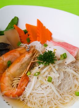 Prawn noodle - Malaysian food spicy noodles.