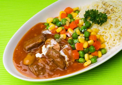 Rice with Beef, asia food in background