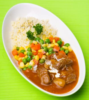 Rice with Beef, asia food in background