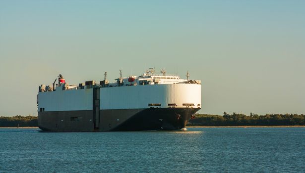 Photo of dry cargo ship in the harbor