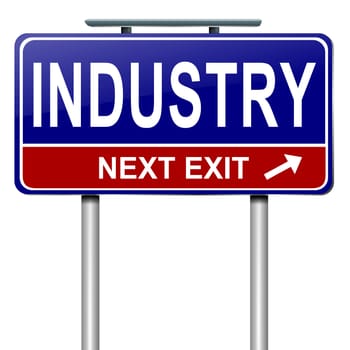 Illustration depicting a roadsign with an industry concept. White background.