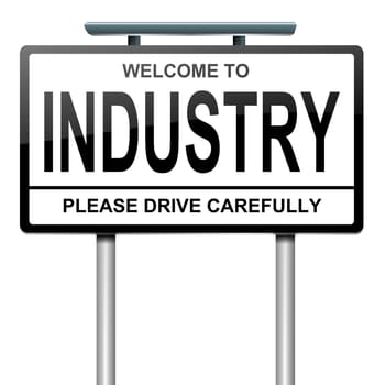 Illustration depicting a roadsign with an industry concept. White background.