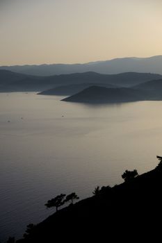 evening view over greek island of lesvos