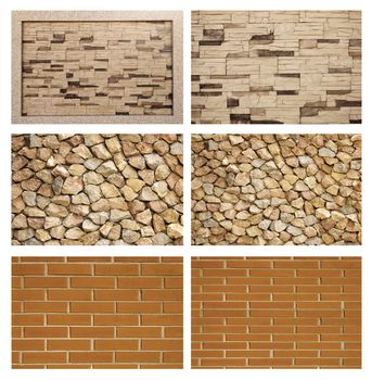 Six examples of stones and bricks decorated the wall. Brick texture set