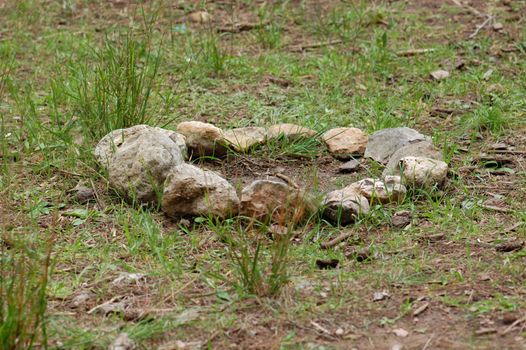 Stone circle in a forest. Abstract nature background.