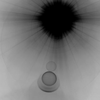 Sun light lens flare reflection abstraction. Black and white shapes.