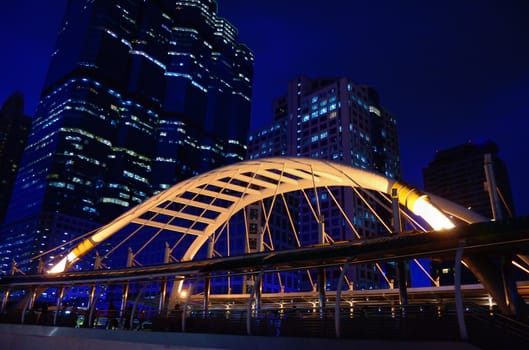 Cityscape at night in Bangkok, Thailand