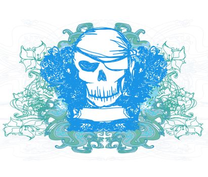 Skull Pirate - retro card