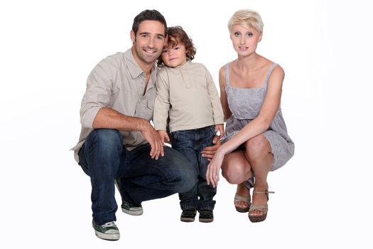 Studio shot of a young family