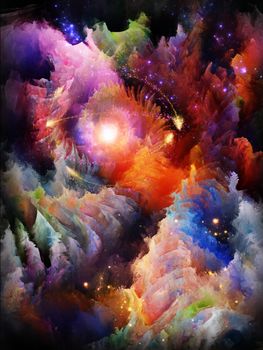 Never Worlds series. Background design of colorful dimensional fractal worlds on the subject of fantasy, dreams, creativity,  imagination and art