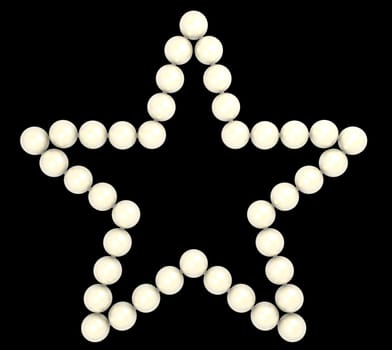 Precious Pearls star shape isolated on black background