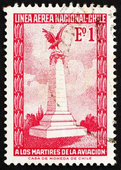 CHILE - CIRCA 1965: a stamp printed in the Chile shows Aviators� Monument, Santiago de Chile, circa 1965