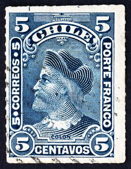 CHILE - CIRCA 1901: a stamp printed in the Chile shows Christopher Columbus, Cristobal Colon, Explorer, Colonizer, Navigator, circa 1901