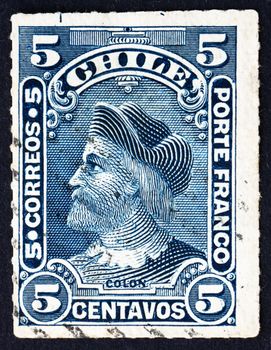 CHILE - CIRCA 1901: a stamp printed in the Chile shows Christopher Columbus, Cristobal Colon, Explorer, Colonizer, Navigator, circa 1901