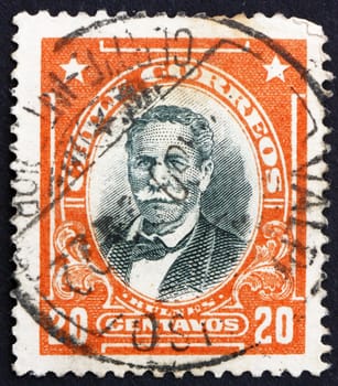 CHILE - CIRCA 1911: a stamp printed in the Chile shows Manuel Bulnes Prieto, 5th President of Chile, 1841 - 1851, circa 1911