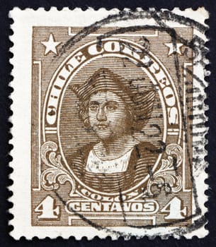 CHILE - CIRCA 1918: a stamp printed in the Chile shows Christopher Columbus, Cristobal Colon, Explorer, Colonizer, Navigator, circa 1918