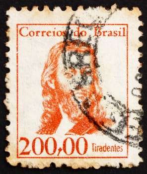 BRAZIL - CIRCA 1965: a stamp printed in the Brazil shows Tiradentes, Joaquim Jose da Silva Xavier, Revolutionary, National Hero, circa 1965