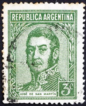 ARGENTINA - CIRCA 1935: a stamp printed in the Argentina shows Jose de San Martin, General, circa 1935