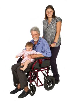 children with handicap Grandfather in wheelchair 