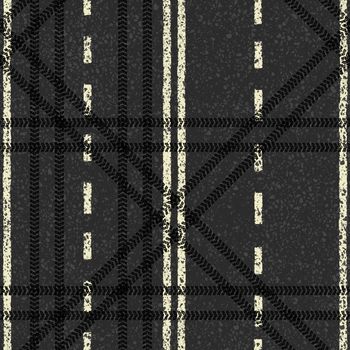 Seamless road theme pattern. Vector background, EPS8