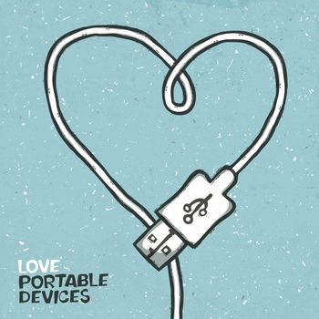 Love portable devices, concept illustration. Vector, EPS10