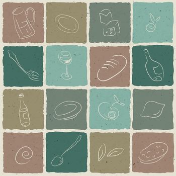 Restaurant icons tiled retro background, vector illustration. EPS10