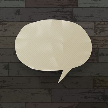 Speech bubble on wooden texture background. Vector illustration, EPS10