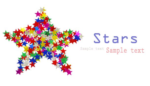Big star composed of many colored stars on white