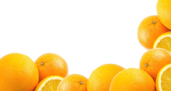 Two and half oranges isolated on white background