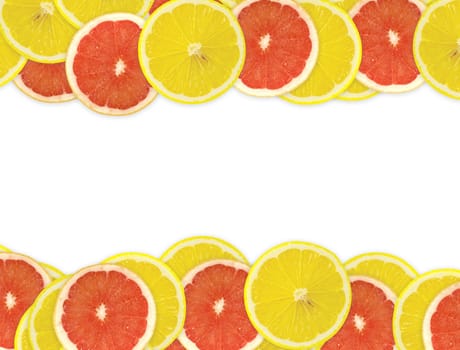 Abstract background of citrus slices. Closeup. Studio photography.