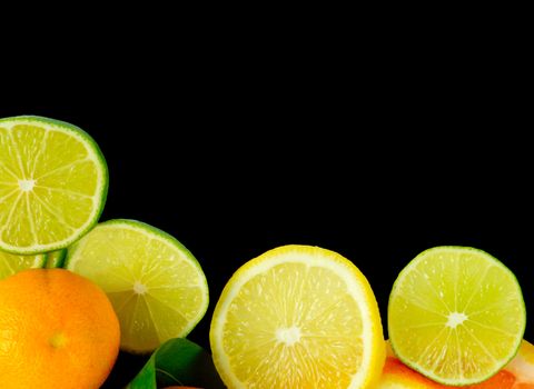 Vitamin C Overload, Stacks of sliced fruit isolated on white