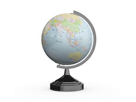 Close up of globe on isolated white background.