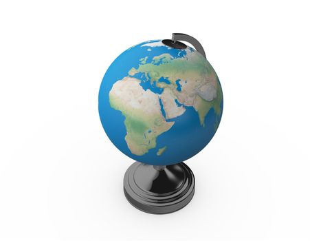 Close up of globe on isolated white background.