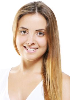 Smiling Young Woman isolated on white background