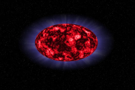 Red ellipse on the black background of space