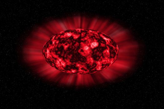 Red ellipse on the black background of space