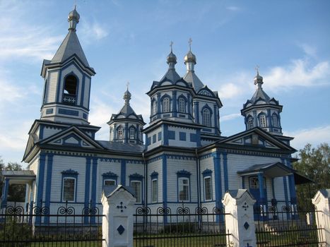 beautiful Christian church on the background of blue sky