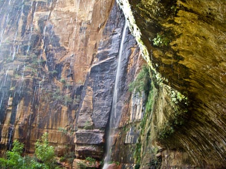 Rainy day at Zion Waterfall