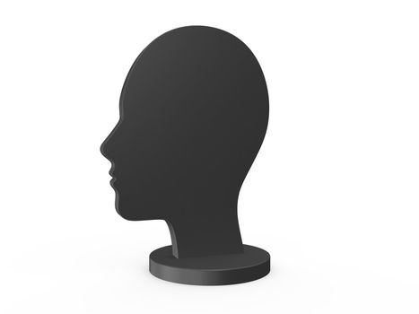 Dark shiny head object on white background.