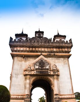 Arched entrance is located in Laos.