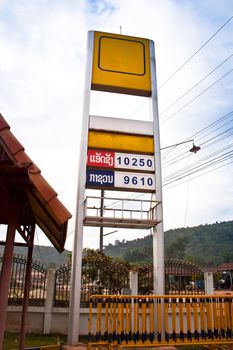 gas station price sign at local station rural