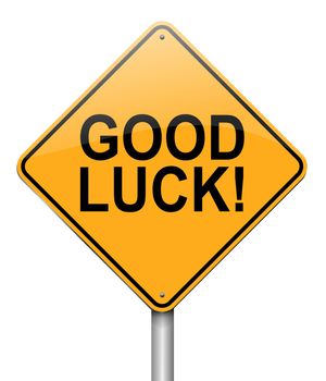 Illustration depicting a roadsign with a good luck concept. White background.