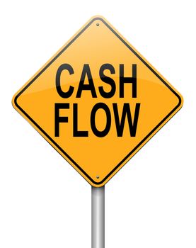 Illustration depicting a roadsign with a cash flow concept. White background.